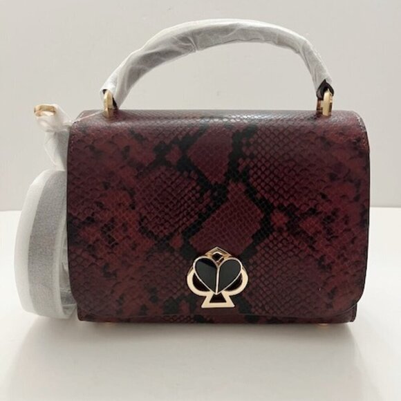 Kate Spade Nicola Snake-Embossed Twistlock Medium Top Handle Satchel Bag - Picture 2 of 7